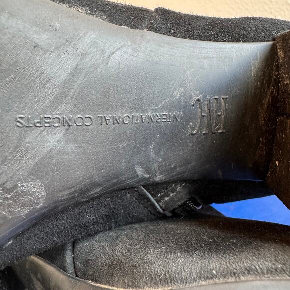 INC Radella Black Suede Knee High Zip Block Heel Boots Size 7.5 - Picture 7 of 12